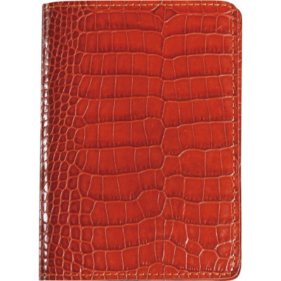 Etui MIGNON passeport  - 137x95mm cuir Veau Croco SAVANNAH Orange