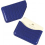 Porte-cartes de visite MIGNON - 65x100mm cuir Veau Croco SAVANNAH Bleu indigo  "GALET"