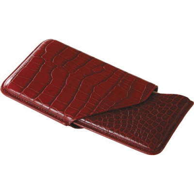 Porte-cartes de visite MIGNON - 65x100mm cuir Veau Croco SAVANNAH Rouge  "GALET"