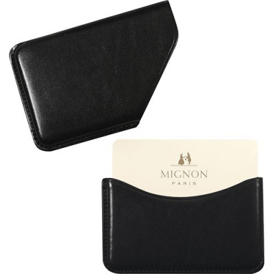 Porte-cartes de visite GALET MIGNON - 65x100m cuir Veau BOBOLI Noir