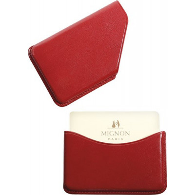 Porte-cartes de visite GALET MIGNON - 65x100m cuir Veau BOBOLI Rouge