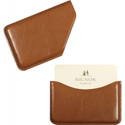 Porte-cartes de visite GALET MIGNON - 65x100m cuir Veau BOBOLI Havane