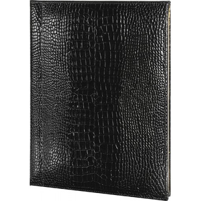 Livre d'or MIGNON - 21x27cm cuir Veau Croco SAVANNAH Noir