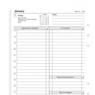 Recharge Agenda 2024 FILOFAX organiseur A5 - 1 jour par page