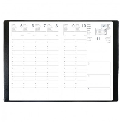 Petit Agenda 2025 2026 De Poche BEZEND 15,5x9cm - Semainier 18 Mois Couverture Cuir PU Bleu Prussien
