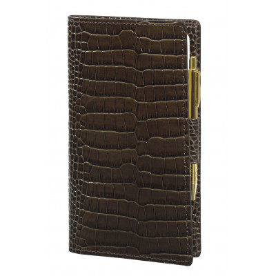 Agenda MIGNON AS16 - 154x78mm - cuir Veau Croco SAVANNAH Café