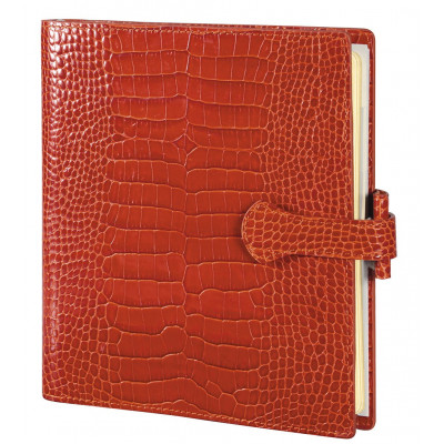 Organiseur MIGNON AK17 - 170x146mm - cuir Veau Croco SAVANNAH Orange + patte