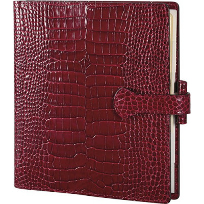 Organiseur MIGNON AK17 - 170x146mm - cuir Veau Croco SAVANNAH Rouge + patte