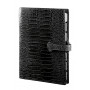 Organiseur MIGNON AK22 - 218x149mm - cuir Veau Croco SAVANNAH Noir + patte