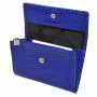 Porte-monnaie MIGNON - 80x125mm cuir Veau Croco SAVANNAH Bleu indigo rabat