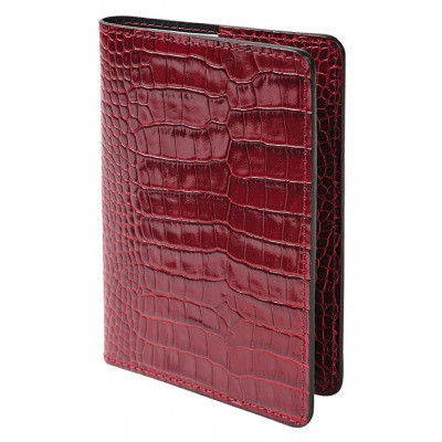 Etui MIGNON passeport  - 137x95mm cuir Veau Croco SAVANNAH Rouge