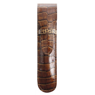 Etui MIGNON 1 stylo - 150x34mm cuir Veau Croco SAVANNAH Vison