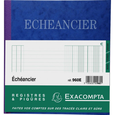 Piqûre 21x19cm EXACOMPTA (960E) échéancier tracé journal - 80 pages