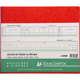 Cahier piqures RECETTES DEPENSES Exacompta 32 x 19,5 cm 80 pages