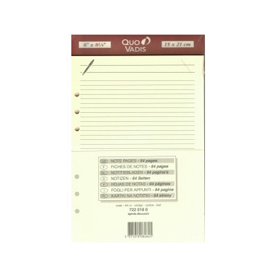 Recharge QUOVADIS Notes papier ligné ivoire 15 x 21cm pour TIMER 21