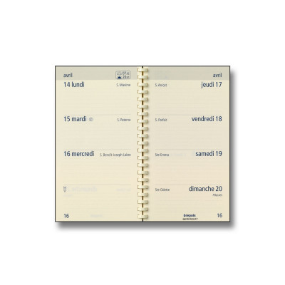 Recharge agenda BREPOLS Optivsion pocket spirale - 9x16cm - 1 semaine sur 2 pages