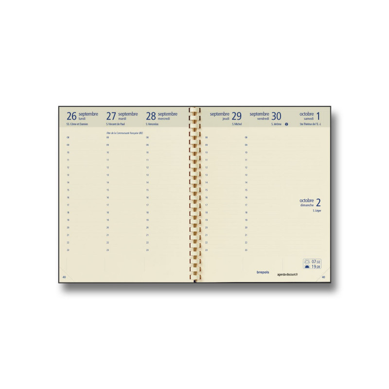 Recharge Agenda 2025 BREPOLS Optivision large 17x22cm 1 semaine sur