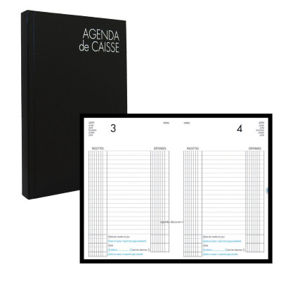 Agenda de caisse LECAS journalier perpétuels 14x22cm - réglure caisse avec report