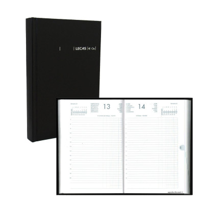 Agenda 2024 LECAS Format Couronne 12 x 17 cm - 1 jour par page - NOIR