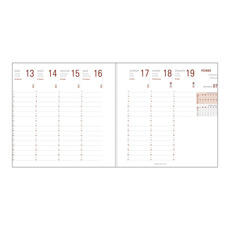 Recharge Agenda Semainier Président S 2026 - Format 21x27 Cm, Papier Clairefontaine, Spirale