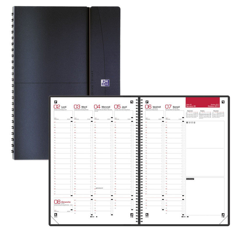 Agenda 2025 OXFORD Office à spirale 21x29,7 cm 1 semaine sur 2 pages