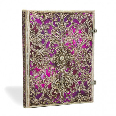 Carnet PAPERBLANKS format Ultra - 180 x 230 mm série Collection Filigrane Argenté modèle Aubergine