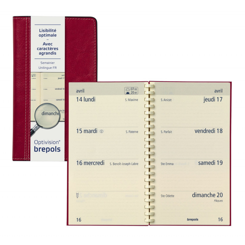 Agenda 2025 BREPOLS Optivision pocket 9x16cm PALERMO 1 semaine sur 2