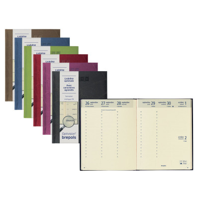 Agenda BREPOLS Optivision LARGE 17x22cm - 1 semaine sur 2 pages Vertical (COLORIS ALEATOIRES)