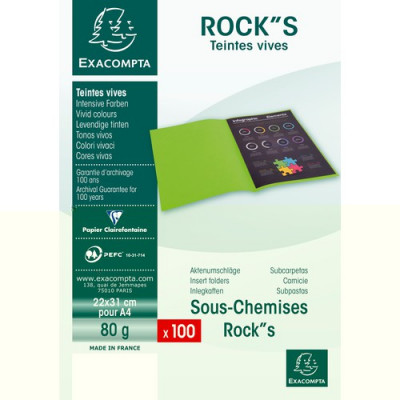 Lot 100x Sous-chemises 22x31cm EXACOMPTA ROCK'S 80gr - VIOLET