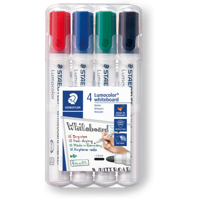 Pochette 4x Feutres tableau blanc STAEDTLER Flipchart Lumocolor 351 - pointe ogive 2,0 mm (ASSORTIES)