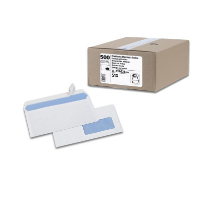 500x Enveloppes DL 110c200mm avec fenêtre GPV - blanc - bande détachable