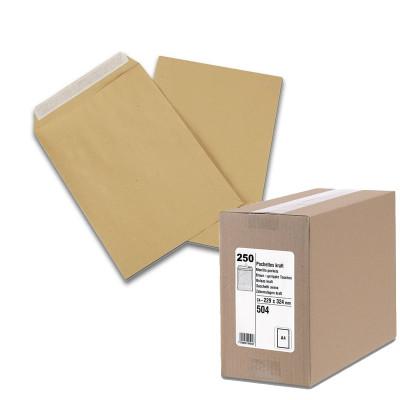 250x Enveloppes C4 229x324mm GPV - kraft marron - bande détachable