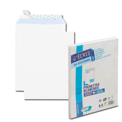 Paquet 50x Enveloppes C4 229x324mm GPV - blanc - bande détachable