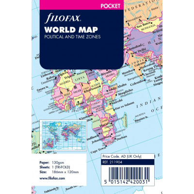 Carte du monde pour FILOFAX Pocket 12x8,1cm