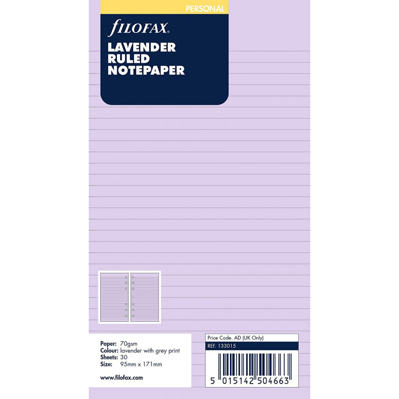 Recharge Filofax Format Mini - Feuilles De Notes Lignées Crème, Neuves Avec étiquettes