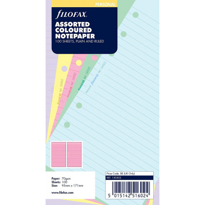 Recharge FILOFAX Personal 17,1x9,5cm - 100 Feuilles de notes lignées - Assortis