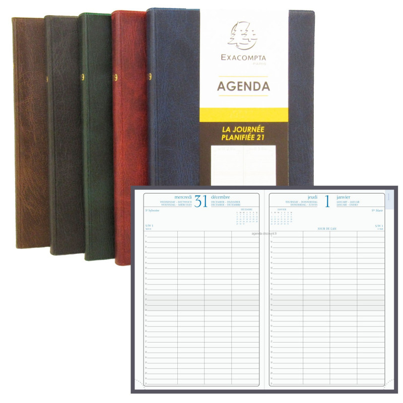 Agenda Exacompta JOURNEE PLANIFIEE 21 - 13,5 x 21 cm - 1 jour par page
