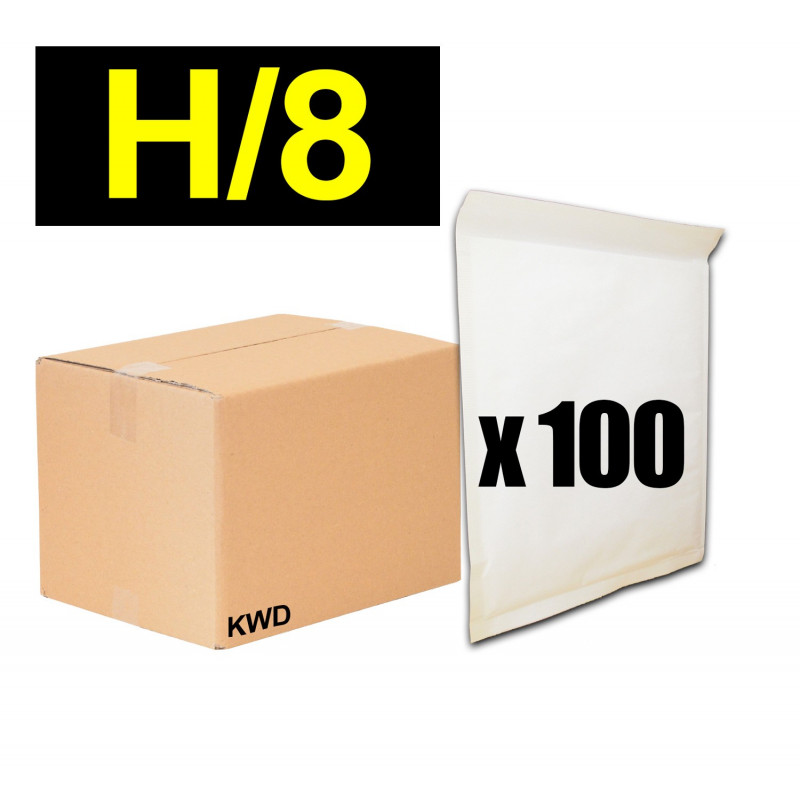 Lot 100x enveloppes à bulles ECO pochettes Blanches - format 290x370 mm -  type H8 (H)