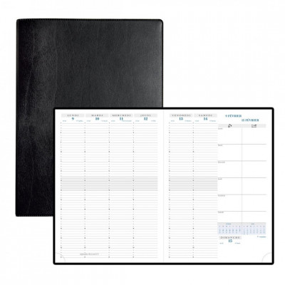 Agenda civil 2 jours/page 2024 Exacompta - Noir - 21 x 29,7 cm