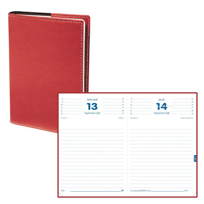 Agenda QUOVADIS TEXTAGENDA 21 - 13x21cm  - 1 jour par page couverture CLUB ROUGE CERISE