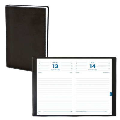 Agenda QUOVADIS Textagenda 12 x 17 cm - 1 jour par page couverture Toscana Noir