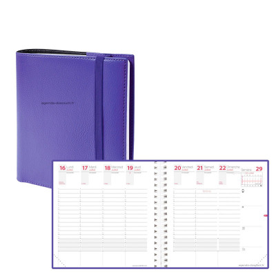 Agenda QUOVADIS TIME&LIFE MEDIUM violet Septembre - 16x16cm - 1 semaine sur 2 pages