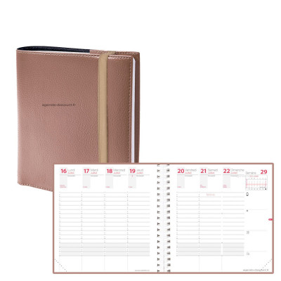 Agenda QUOVADIS TIME&LIFE MEDIUM cuivre Septembre - 16x16cm - 1 semaine sur 2 pages