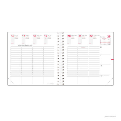 Recharge agenda QUOVADIS TIME&LIFE MEDIUM Septembre - 16x16cm - 1 semaine sur 2 pages