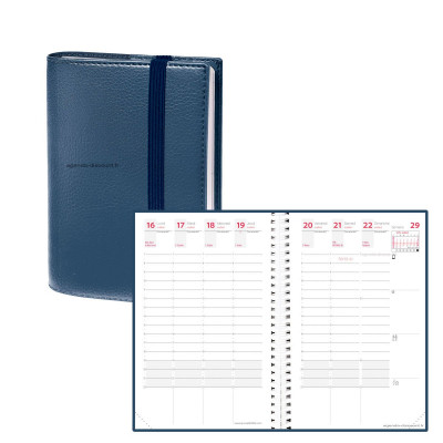 Agenda QUOVADIS TIME&LIFE POCKET bleu métal Septembre - 10x15cm - 1 semaine sur 2 pages