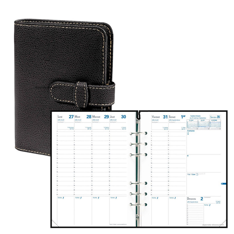 Recharge Filofax Pocket 2026 - Agenda Semainier Deux Pages, Papier Rose, Langue Anglaise - Format 81x120 Mm, 6 Trous - 9