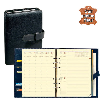 Agenda organiseur QUOVADIS - TIMER 21 prestige couverture Montebello noir - 15x21cm