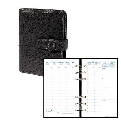 Agenda organiseur QUOVADIS - TIMER 17 PLANING couverture Club noir ébène - 10x17cm