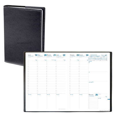 Agenda QUOVADIS CONSUL avec répertoire couverture Club noir ébène 21x29,7cm - 1 semaine sur 2 pages