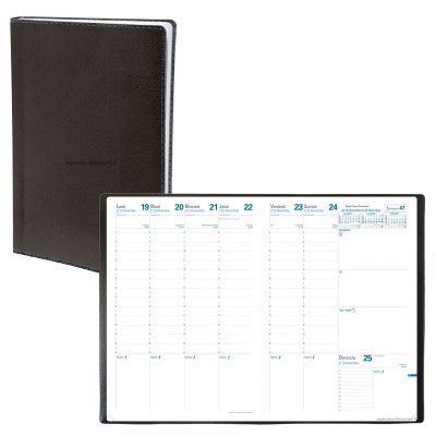 Agenda QUOVADIS CONSUL Toscana noir  - 21x29,7cm - 1 semaine sur 2 pages